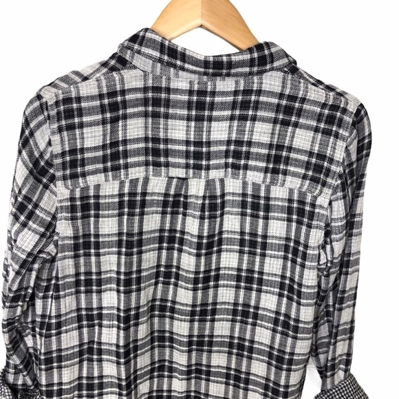 Madewell Ex-Boyfriend Shirt in Kemp Plaid Size Small White Black Style C9635 - Picture 6 of 9